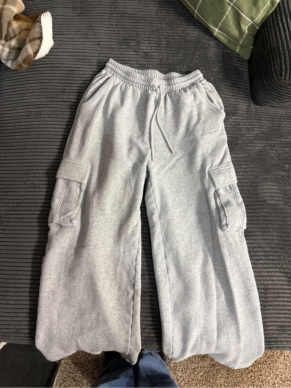 Woman's grey cargo sweatpants